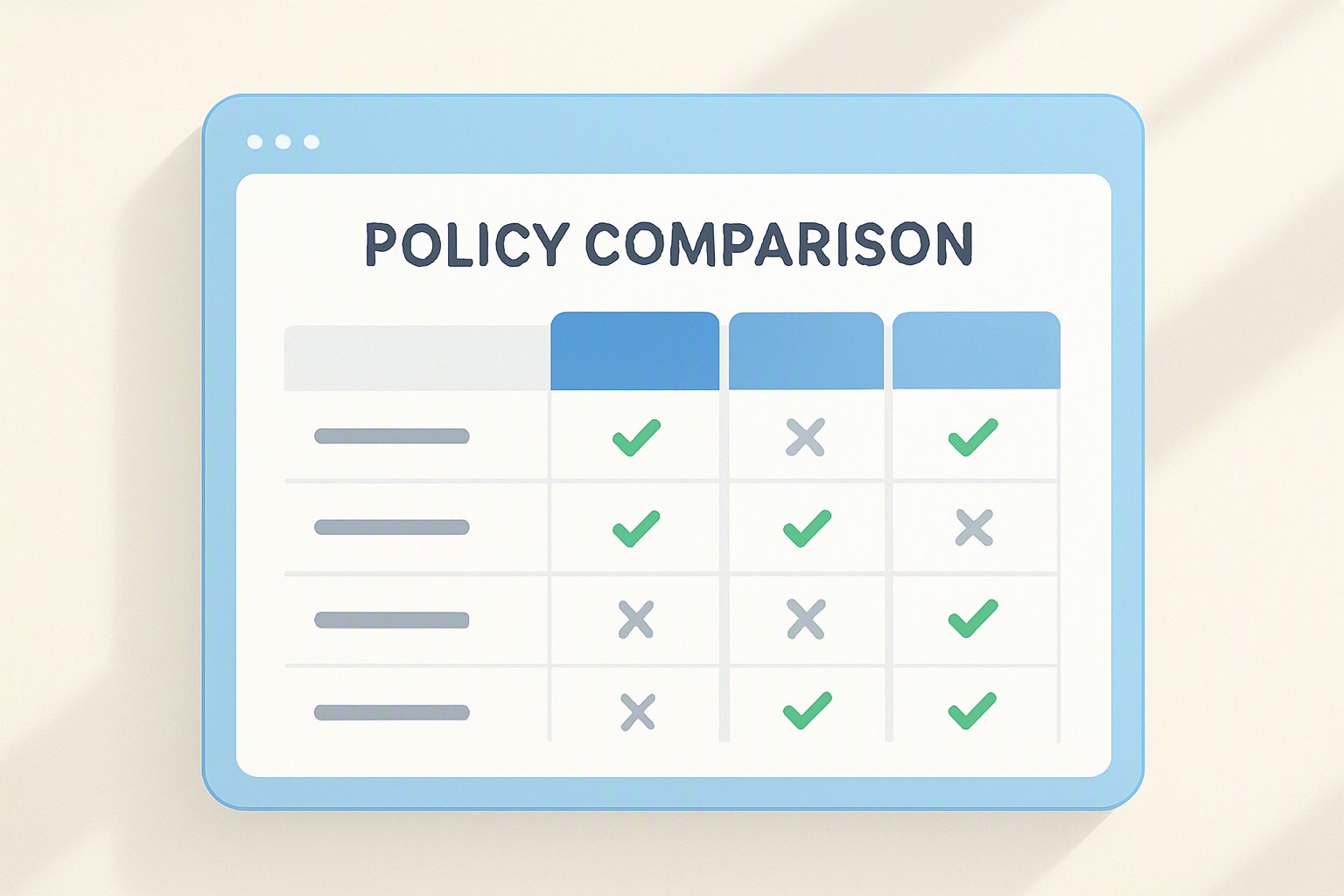 Policy Comparison Interface Colors