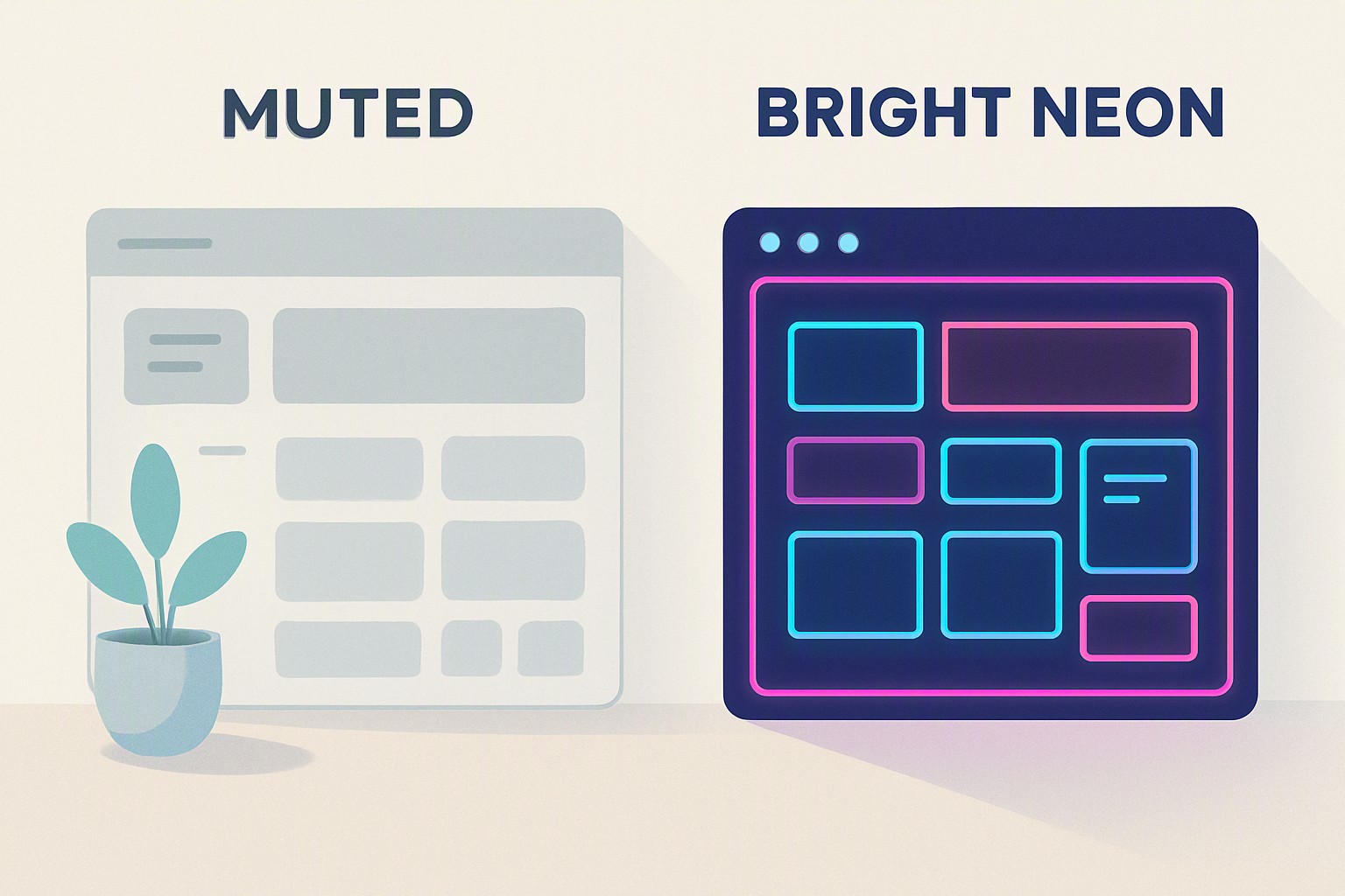 Muted vs Bright Neon Color Palettes